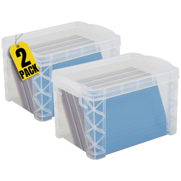 1InTheOffice Plastic Index Card Box 4x6, Index Card Storage Box, Index Card Holder, Clear, 500 Capacity, 2 Pack