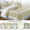 thumbnail image 5 of Chezmoi Collection Caprice 7-Piece Hotel Style Comforter Set Queen Size, Tan/White Square Pattern Color Block Bedding with Decorative Pillows, Luxurious Lightweight All Season Bed Set, 5 of 9