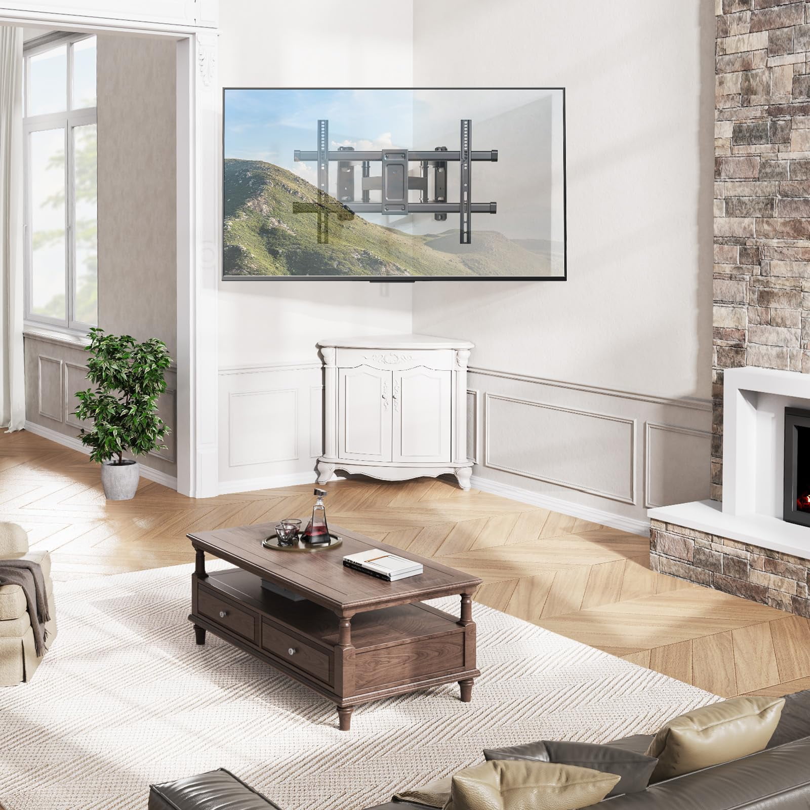 Heavy Duty Corner TVs Wall Mount Rotation 99lbs Capacity Wide Compatibility Telescopic Holder Stand For Large Screens