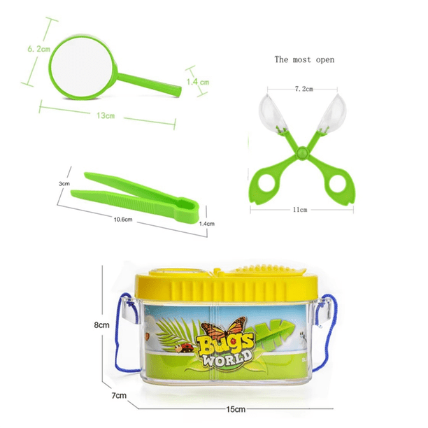 Kit D'exploration Nature 5 Pièces – Boîte à Insectes, Loupe, Pince – Pour Enfants, Vert