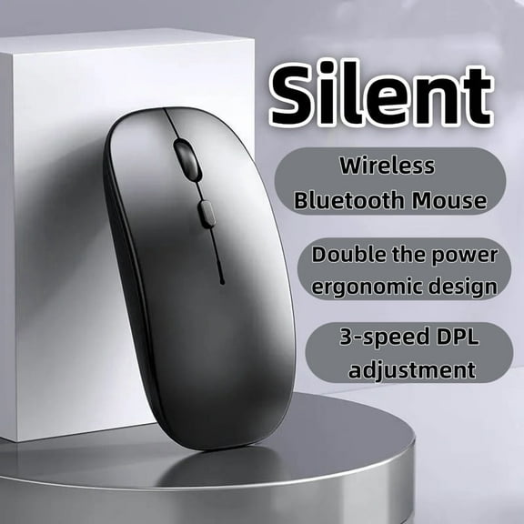 Wireless Mouse, Silent, 2.4GHz Wireless or Bluetooth Dual Connection, Rechargeable, Long Battery Life, Suitable for both Office and Gaming