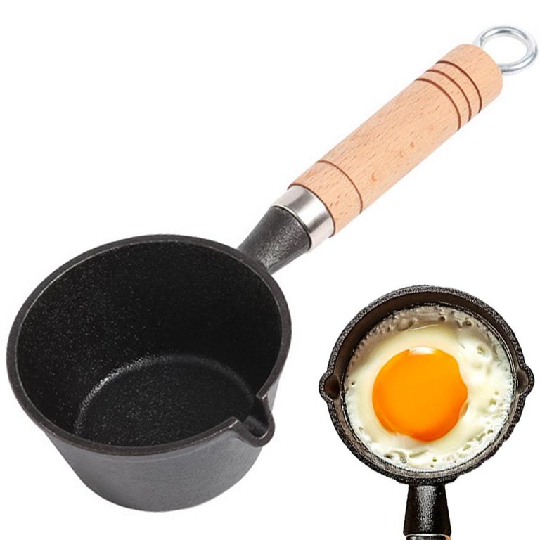 Iron Small Egg Pan, Cast Iron Skillet Frying Pan with Dual Drip-Spouts