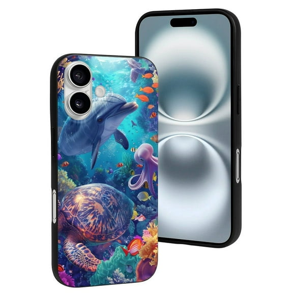 Compatible with Iphone 16 Case - Cute Soft Underwater Turtle Dolphin Octopus Silicone Case Compatible with Iphone 16 Phone Case for Women Men