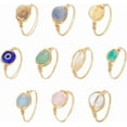 thumbnail image 1 of 10 anillos de 10 estilos, ajustables, con gemas, envueltos en alambre de cobre, irregulares y coloridos, para mujer., 1 of 9