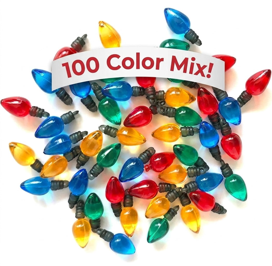 100 Assorted Colors Christmas Light Buttons Embellishments for DIY Arts & Crafts