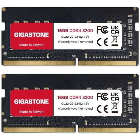 【DDR4 RAM Laptop Only】 GIGASTONE 32GB Kit (2x16GB) DDR4 3200MHz (2933MHz or 2666MHz) PC4-25600 (PC4-23400, 21300) CL22 1.2V SODIMM 260 Pin