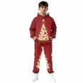 thumbnail image 3 of Mercatoo Boys Girls Sweatsuit Kids 2 Piece Christmas 𝐓racksuits Xmas Printed Jogging Outfits Sweatpants & Fleece Hooded Set, 3 of 8