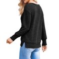 thumbnail image 2 of Weardear Womens Lightweight Fall Knit Sweaters Casual V Neck Long Sleeve Tunic Striped Side Slit Tops, 2 of 8