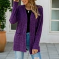 thumbnail image 5 of MRULIC cardigan for women Fashion Women Long Sleeve Casual Winter Cardigan Pocket Solid Color CoatWomen's Cardigan Purple + US:12, 5 of 8