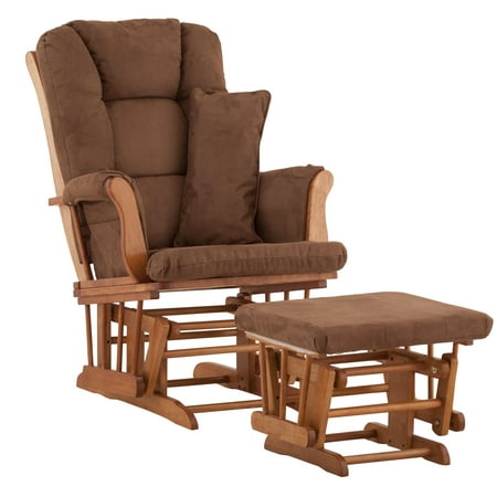 Stork Craft Custom Tuscany Glider and Ottoman-Color:Chocolate Cushions,Finish:Oak Finish