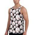 thumbnail image 2 of Wukai Cute Baseball Print Men’s Workout Tank Top Sleeveless Muscle T shirt Gym Running Fitness Tank Top-Large, 2 of 7