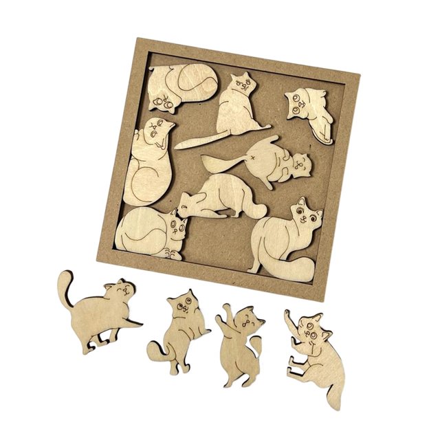 Juegos de rompecabezas de madera, juguetes Montessori, juguetes educativos de aprendizaje temprano, rompecabezas de juguete, para mayores de 4 años, gatos traviesos CUTICAT Rompecabezas Montessori