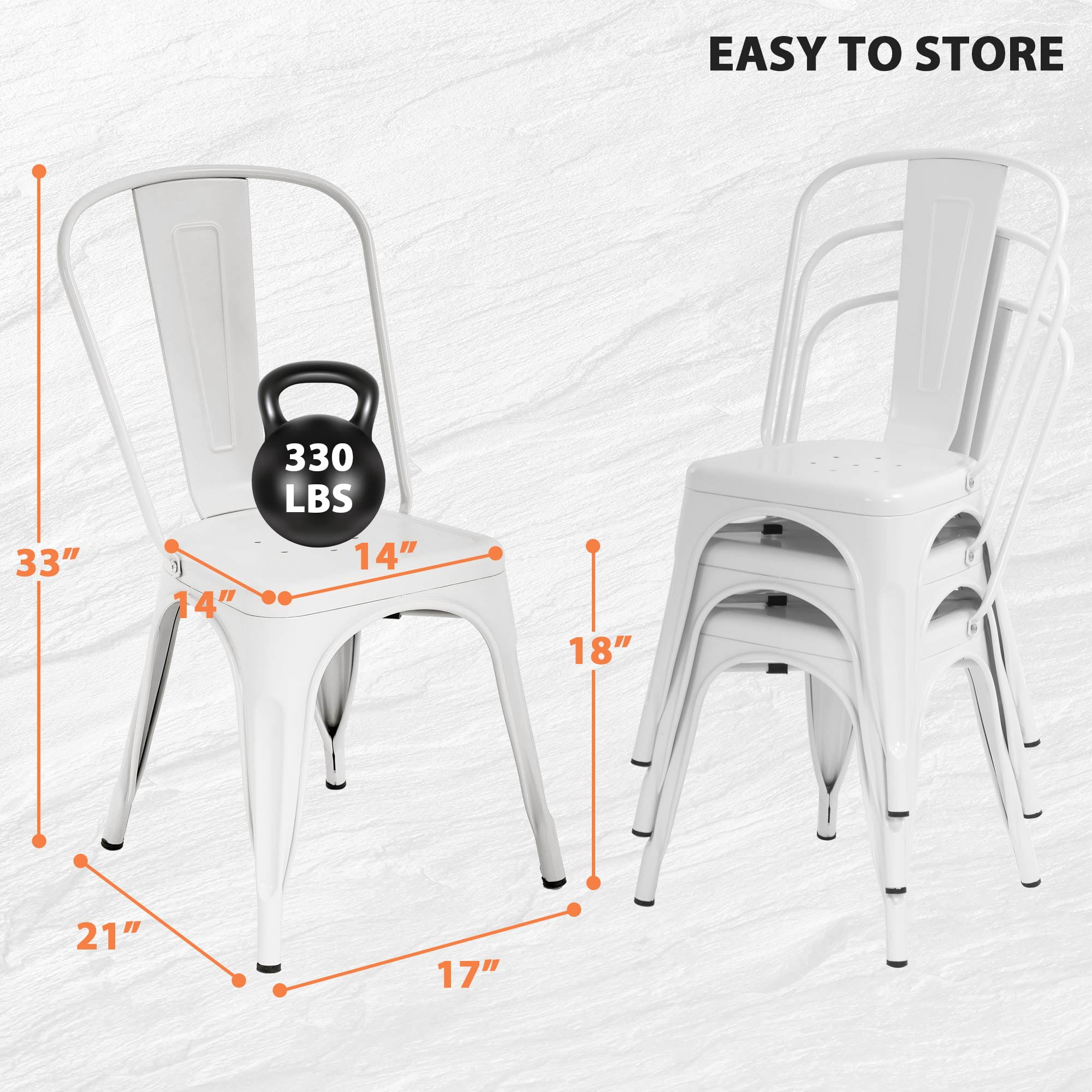 CL.HPAHKL Dining Chairs Set of 4, Metal Kitchen Chairs 330LBS Weight Capacity, Stackable Indoor Outdoor Chairs for Kitchen Dining Room Café Restaurant Bistro Patio Bar Chairs, Cream