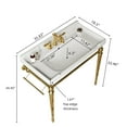 thumbnail image 5 of 36 Inch Wall-Mounted Bathroom Console Sink with White Ceramic Basin, Three Faucet Holes, Stainless Steel Legs and Gold Accent Towel Bar, 5 of 5