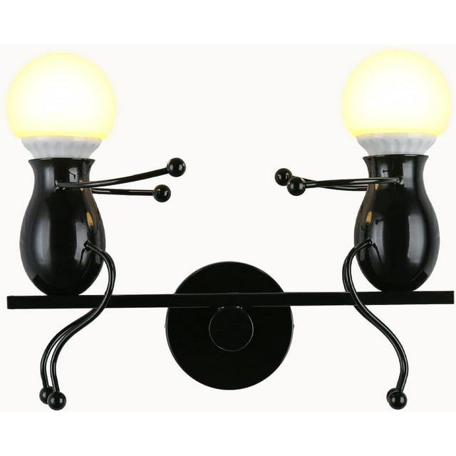 Wall Light Fixtures Indoor Creative LED Lights for Bedroom Cartoon Little People Swing Wall Lamp Mini Doll Adjustable Wall Sconces Lighting Decor Metal Bedside Lamps Modern ×E (