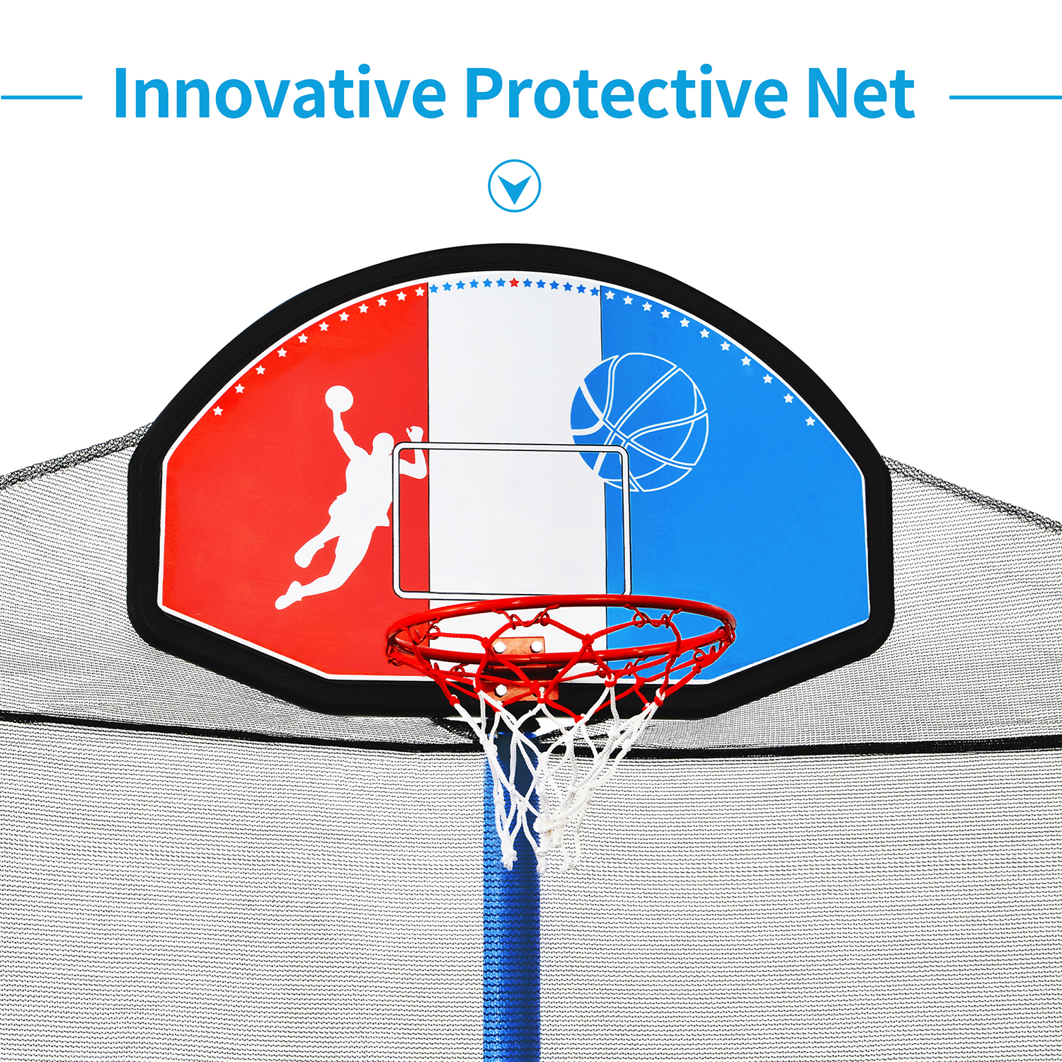 Kadyn 12FT Toddlers Trampoline, Metal Mini Small Trampolines with Safety Enclosure Net, Basketball Hoop and Ladder, Recreational Trampoline for Kids, Blue Kadyn 12FT Toddlers Trampoline, Metal Mini Small Trampolines with Safety Enclosure Net, Basketball Hoop and Ladder, Recreational Trampoline for Kids, Blue