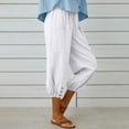 thumbnail image 5 of YUEJUIR Capri Leggings with Pockets Women's Spring And Summer Casual Seven Point Loose Drawstring High Waisted Cotton Bunches with Buttons White Capri Pants for Women Capris for Women (White,L), 5 of 5
