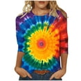thumbnail image 2 of VBTAPA Womens Plus Size Tops 3/4 Sleeve Crewneck T-shirt Casual Workout Tie Dye Graphic Tee Shirts Lightweight Going Out Blouse Prime Sales of The Day Multicolor XXXL, 2 of 5