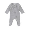 thumbnail image 1 of Faithtur Solid Color Romper, Long Sleeve Round Neck Zip-up Footed Jumpsuit, 1 of 8