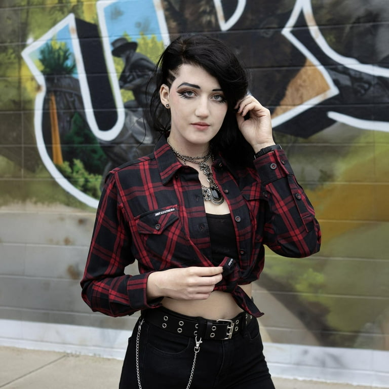 black dress with red flannel Ladies Cotton Flannel Nightshirt