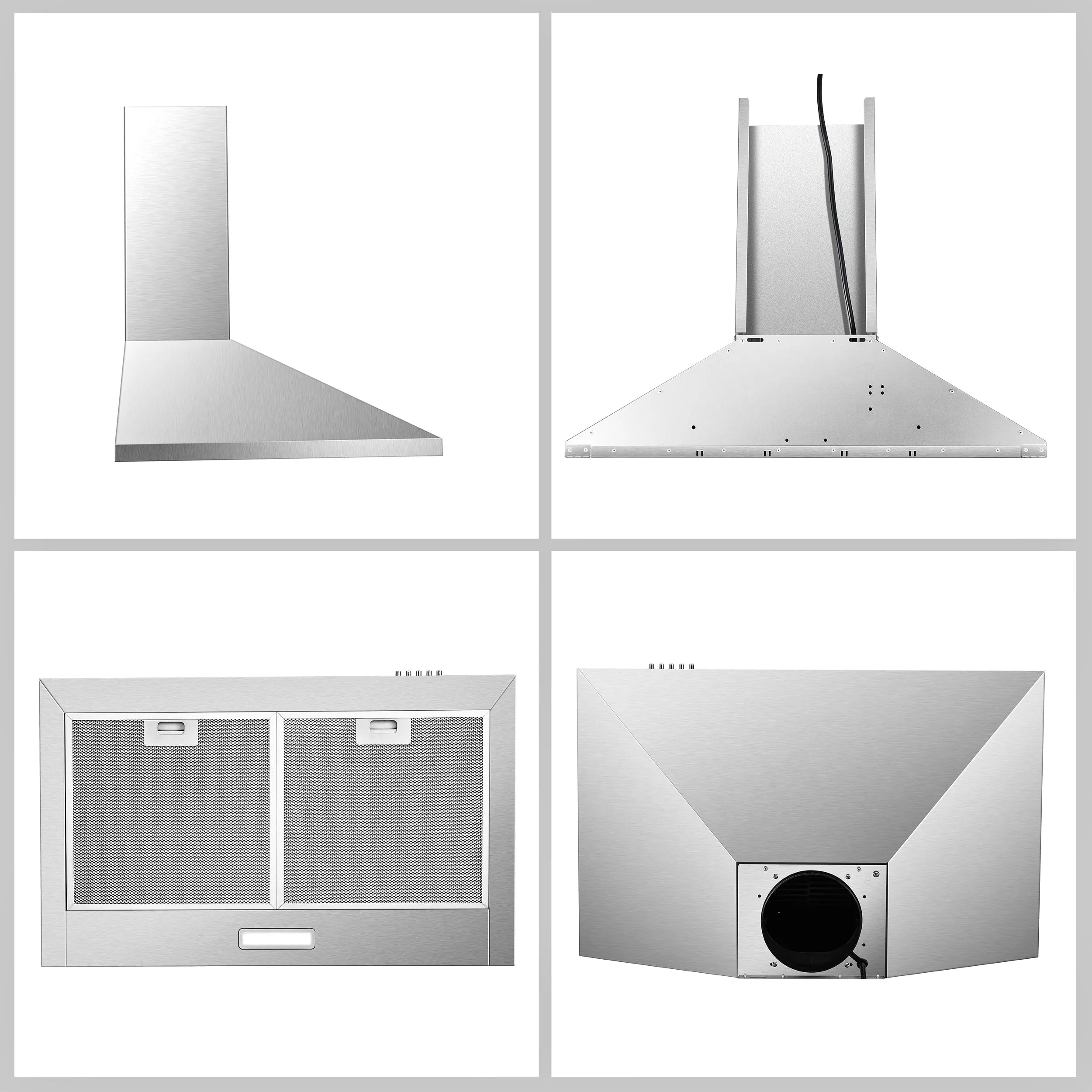 Range Hood 30inch,Wall Mount Range Hood in Stainless Steel Stove Vent Hood,Aluminum Filters,3Speed Exhaust Fan,Button Control