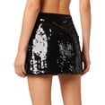 thumbnail image 2 of iixpin Womens Sequin Skirt Side Zipper Fully Lined Short Skirt Glittery Bodycon Miniskirt Black M, 2 of 6
