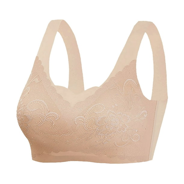 Pisexur Womens Soft Seamless Wireless Bras Cute Heart Neck Lace Sports Bras  for Women, Full-Coverage Pullover Smoothing T-Shirt Bra 