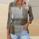 thumbnail image 2 of Camiseta de Solapa de Cuello en V de la Manga Superior de 3/4 de las Mujeres, Uso Diario Cómodo Casual, 2 of 5