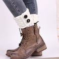 thumbnail image 4 of 3 pares de botas cortas para mujer, calcetines de punto de ganchillo, puños para botas, calentadores de piernas, calcetines Ormromra 222178-2, 4 of 9