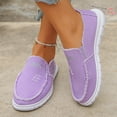 thumbnail image 6 of Women's Canvas Slip-On Loafers with Frayed Edges, Lightweight Comfortable Casual Shoes, Footwear for Everyday Walking and Outdoor Activities Purple 41, 6 of 10