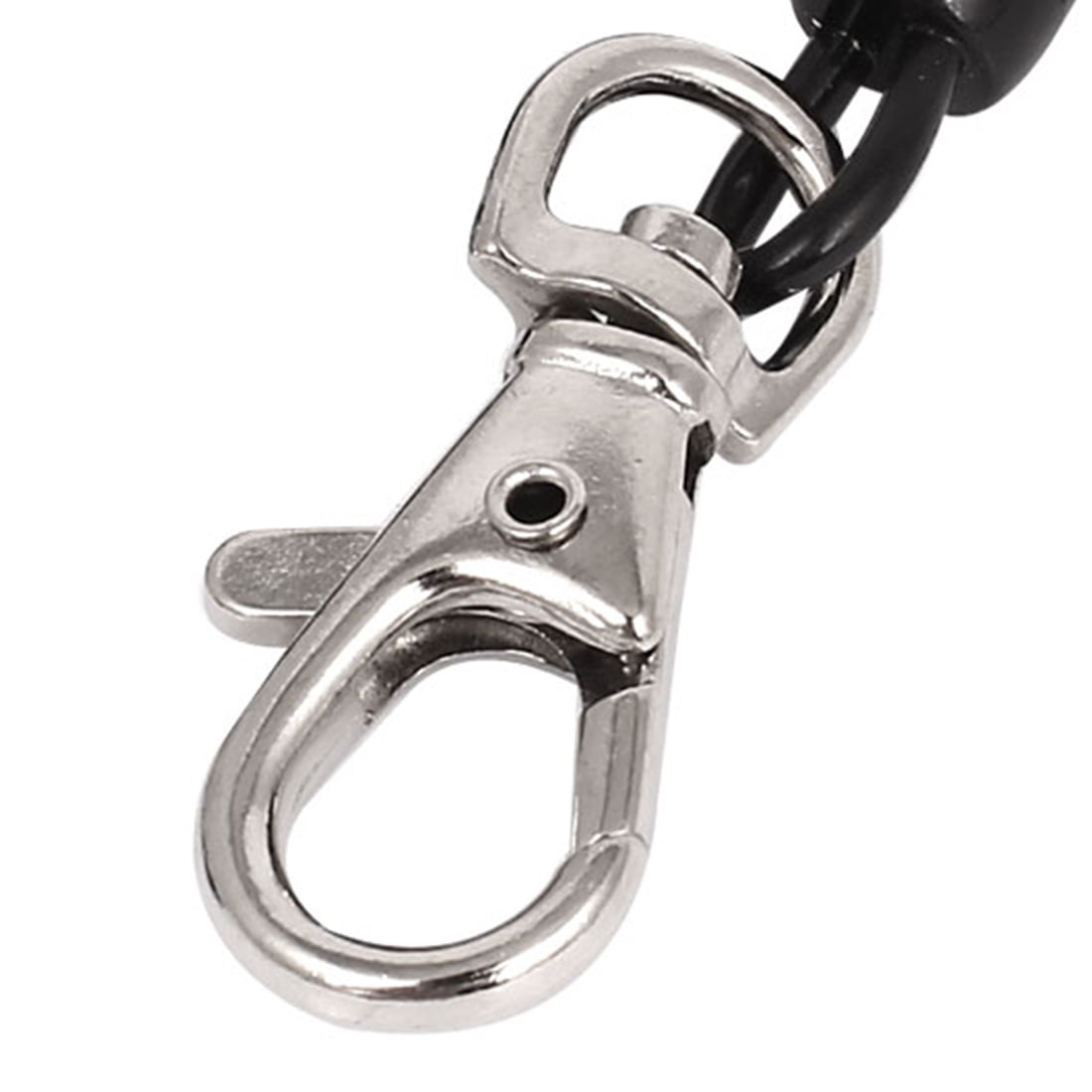 Unique Bargains Black Spiral Coiled Fishing Lanyard Wrist Coil Keychain for Hanging 1 PCS