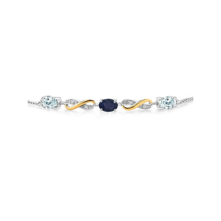 10k White Gold Aquamarine and Diamond Adjustable Bracelet 10k White Gold Aquamarine and Diamond Adjustable Bracelet