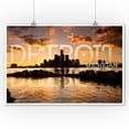 thumbnail image 2 of Detroit, Michigan, Orange Sky and Skyline (9x12 Wall Art Print, Home Decor), 2 of 3