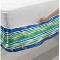 thumbnail image 2 of Paint Bed Skirt, Striped Pattern of Horizontal Brushed Lines in Blue and Green Tones Art Print, Elastic Bedskirt Dust Ruffle Wrap Around for Bedding Decor, 4 Sizes, White Multicolor, by Ambesonne, 2 of 2