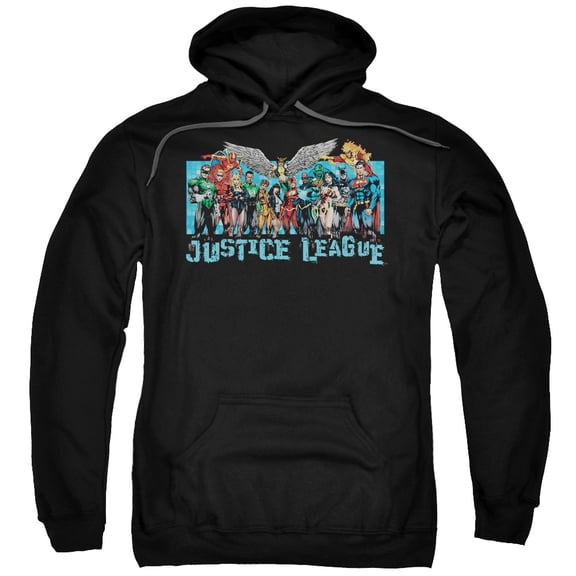 JLA Justice League League Lineup Adult Pullover Hoodie Sweatshirt Black