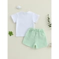 thumbnail image 5 of BemeyourBBs Toddler Baby Boy Summer Clothes Tractor Outfits Newborn Short Sleeve Tractor Embroidery T Shirt Tops Striped Shorts Set Toddler Infant Bot Summer Outfits, 5 of 9