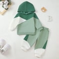 thumbnail image 2 of HCNTES Boys Clothes Kids Little Boy Color Block Half Zip Hoodie & Jogger Pants Outfit Set(2-3 Years,a19-Green), 2 of 8