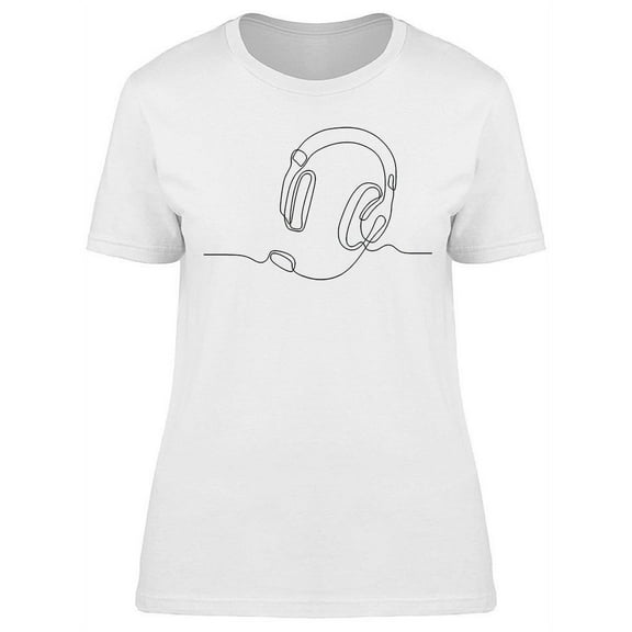 Line Drawing Headphone Speaker T-Shirt Women -Image by Shutterstock, Female Medium