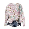 thumbnail image 2 of Sakmal Christmas Sweaters for Women 2025 Cotton Pullover Cute Pink Tops Graphic Loose Crew Neck Sweaters for Women, 2 of 5