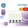 thumbnail image 3 of (2 pack) GE LED Light Bulbs, 25 Watt, Soft White, CA11 Bulbs, Medium Base, 13yr, 4pk, 3 of 10