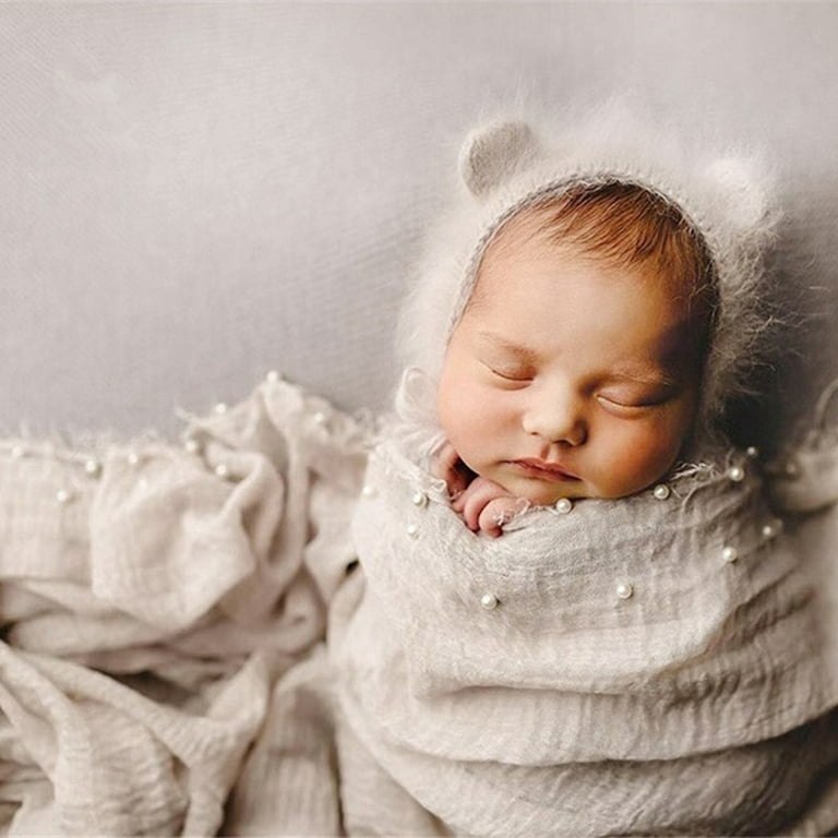 Kaesi Newborn Baby Infant Faux Pearl Decor Wrap Blanket Photography Prop Snapshot Tool, Infant Girl's, Purple