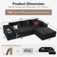 thumbnail image 3 of Deep Seat Corduroy Sofa, No Assembly Compressed Couch with Soft Cushions for Living Room & Apartments, Black, 3 of 9