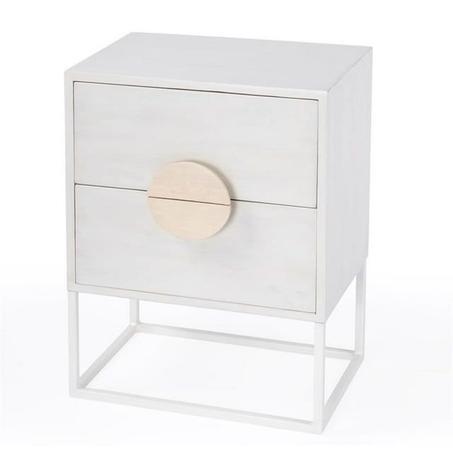 Table d'Appoint en Bois Blanc 2 Tiroirs