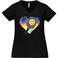 thumbnail image 3 of Inktastic Pickleball Lover Paddle Ball Retro Heart Women's Plus Size V-Neck T-Shirt, 3 of 5