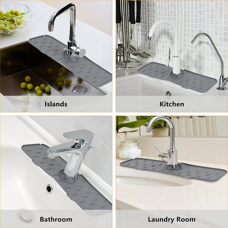 Kitchen Sink Splash Guard, Silicone Faucet Handle Drip Catcher Tray, Faucet  Absorbent Mat, Sink Protectors for Kitchen Sink, Sink Mat for Bathroom