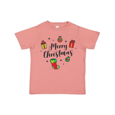 

Inktastic Merry Christmas with Presents Ornaments and Stocking Gift Toddler Boy or Toddler Girl T-Shirt