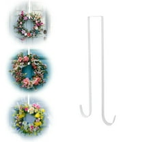 Triani Door Wreath Hanger Double Hook 14.6" Metal Garland Door Hanger for Front Door Decoration Holds 2 Wreaths with This 2 Sided Hanger for Christmas Front Door Decoration (White)