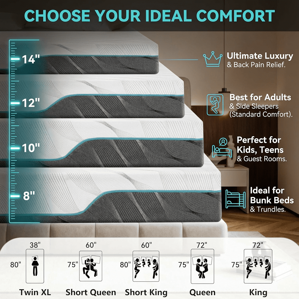 Extra Firm Flippable Mattress Queen Size, 10 Inch Medium - Extra Firm Dual Sided Gel Memory Foam Mattress for Back Pain Relief, CertiPUR-US