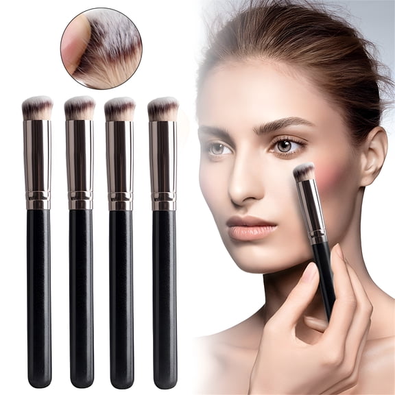 RAGUPEL 4pcs Concealer Under Mini Angled Flat Top Nose Brush For Concealing Blending Setting Buffing With Powder Liquid Cosmetic Pro Small Makeup Foundation Brush