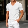 thumbnail image 7 of yillto Mens V Neck Shirts Cotton Short Sleeve Breathable Big and Tall Tops Summer Loose Plain Tee, 7 of 7